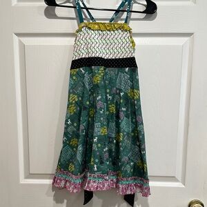 Matilda Jane Platinum Charming Green Kids Dress with poodles and cats